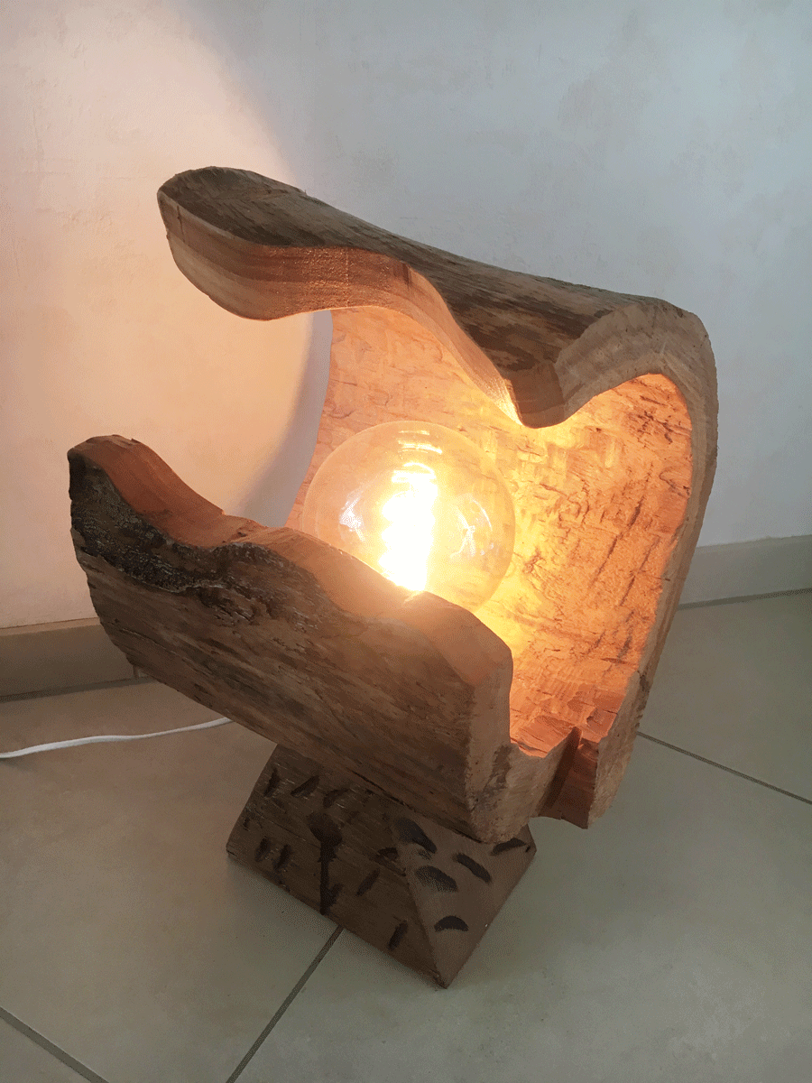 Kunst - Lampe - Holz aus dem Atelier Grillo aus Bissingen
